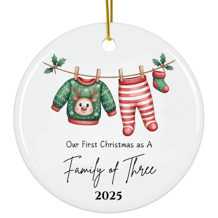 Kerámia dísz Első karácsony baba fehér karácsonyfa dísz