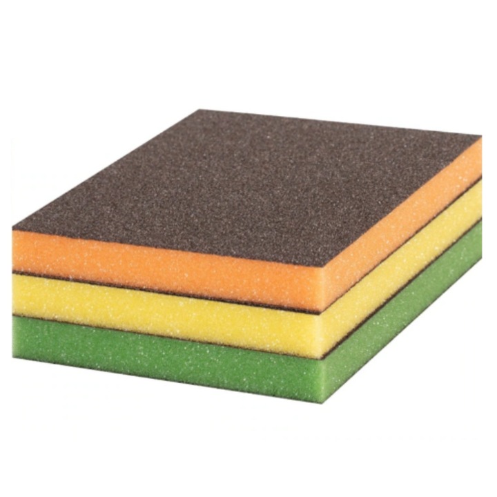 Burete abraziv pentru slefuire lemn/vopsea, 98 x 120 x 13 mm, granulatie 180/240/320, set 3 buc