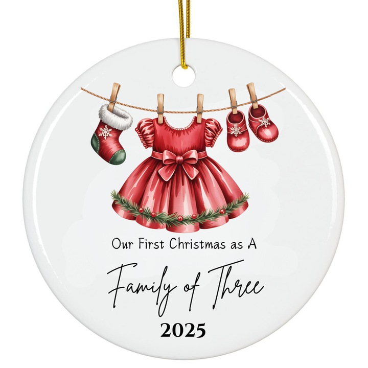 Baba dísz, Első Karácsony, személyre szabott ajándék, fehér