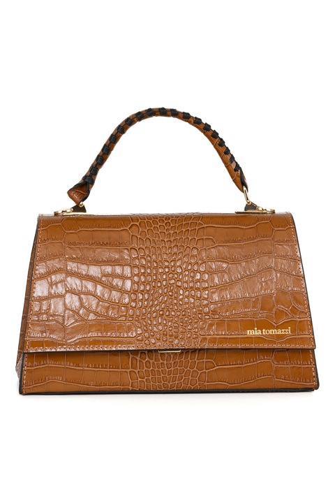 Mia Tomazzi, Geanta de piele cu maner si clapa, Caramel