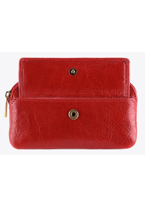 Etui pentru chei din piele, WITTCHEN, rosu, cu 2 inele de prindere, dimensiuni 10x15cm