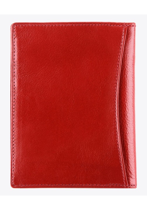 Портфейл с поддръжка на документи от естествена кожа, WITTCHEN, 3 отделения, 12,5x9,5 см, тъмнокафяв