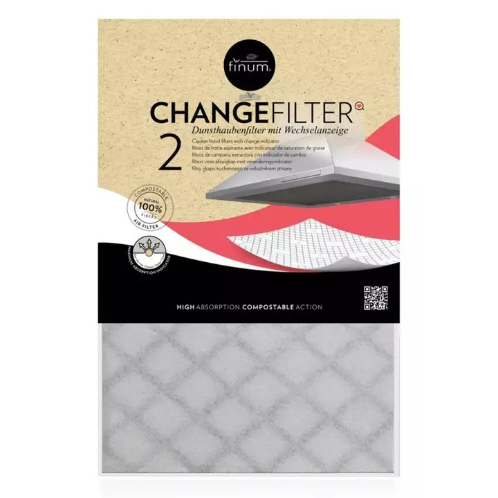 Filtru de hotă Finum, set 2 buc, compostabil, 100% fibre naturale, 47x57cm
