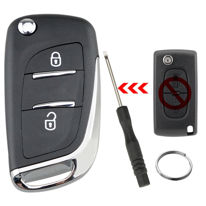 Кутия за ключ за кола с 2 бутона HU83 острие / CE0536 Актуализация за Peugeot 207 307 308 407 Citroen C2 C3 C4 C5 C6 Picasso