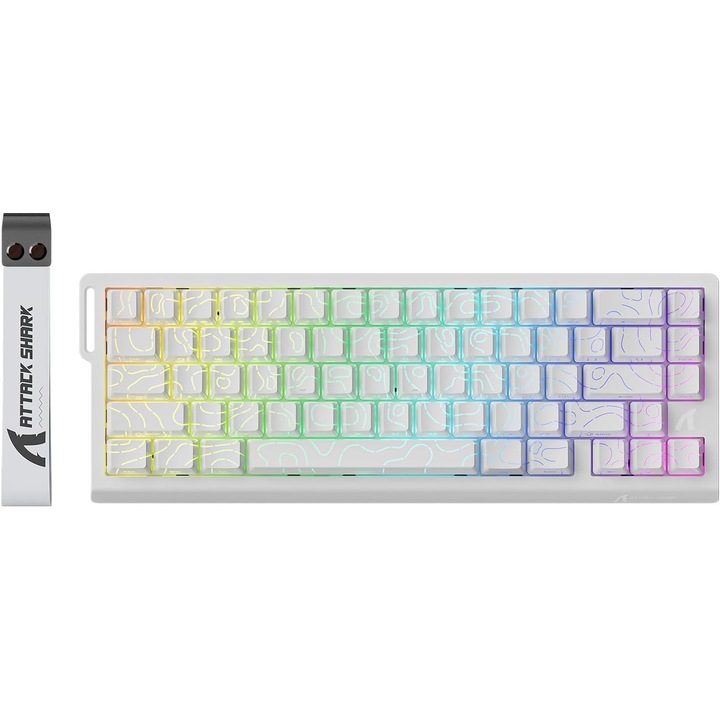 ATTACK SHARK X68HE mechanikus gamer billentyűzet, mágneses kapcsolók, RGB világítás, 8000Hz, fehér