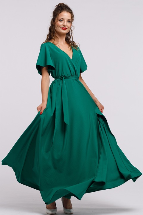 Camissi, Rochie lunga evazata cu slit lateral la terminatie, Verde