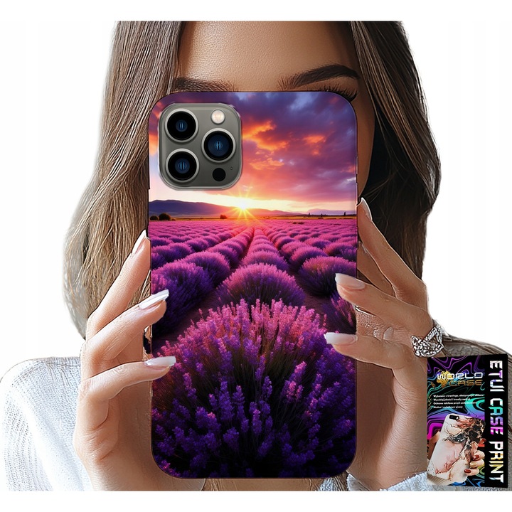 Tok iPhone 11 Pro-hoz, World Case, levendulamező minta, szilikon, 0,2 cm