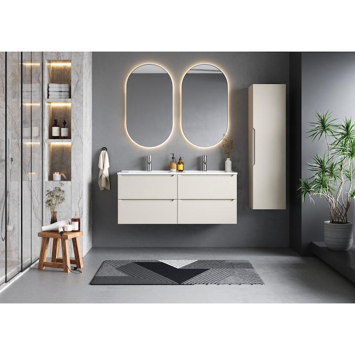 Етажерка с вградена мивка 120 см, megstyl, цвят кашмир, комплект 10