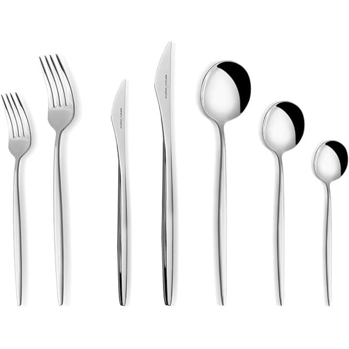 Karaca New Porto, комплект прибори за хранене от 84 части за 12 души, от неръждаема стомана, елегантен и пълен за вашата трапезария