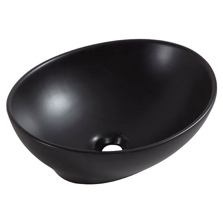 Lavoar Wiesbaden Barco ceramic de blat rotund 40x33 cm negre mat
