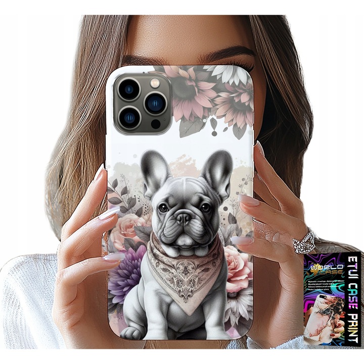 Caz pentru iPhone 11 Pro, World Case, cauciuc, imprimeu Bulldog, multicolor