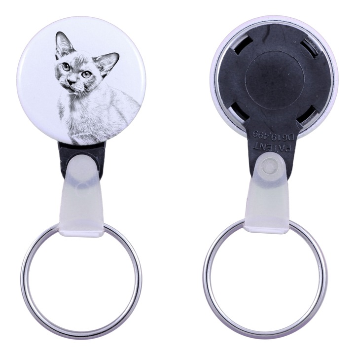 Burmai macska kulcstartó, Art-Dog, 2,5cm, fém, személyre szabható