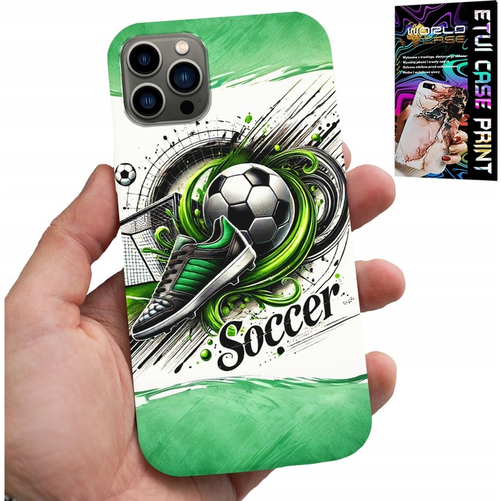 Carcasa pentru iPhone 11 Pro, World Case, fotbal, silicon, set cu sticlă
