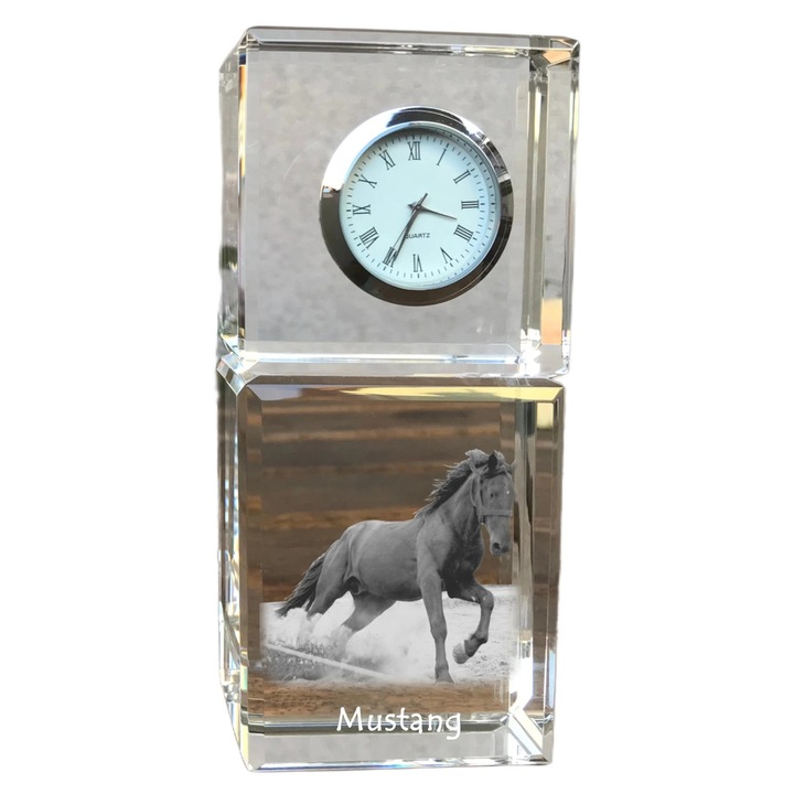 Ceas decorativ, Art-Dog, cristal, personalizat, 14,5x6,5x4cm