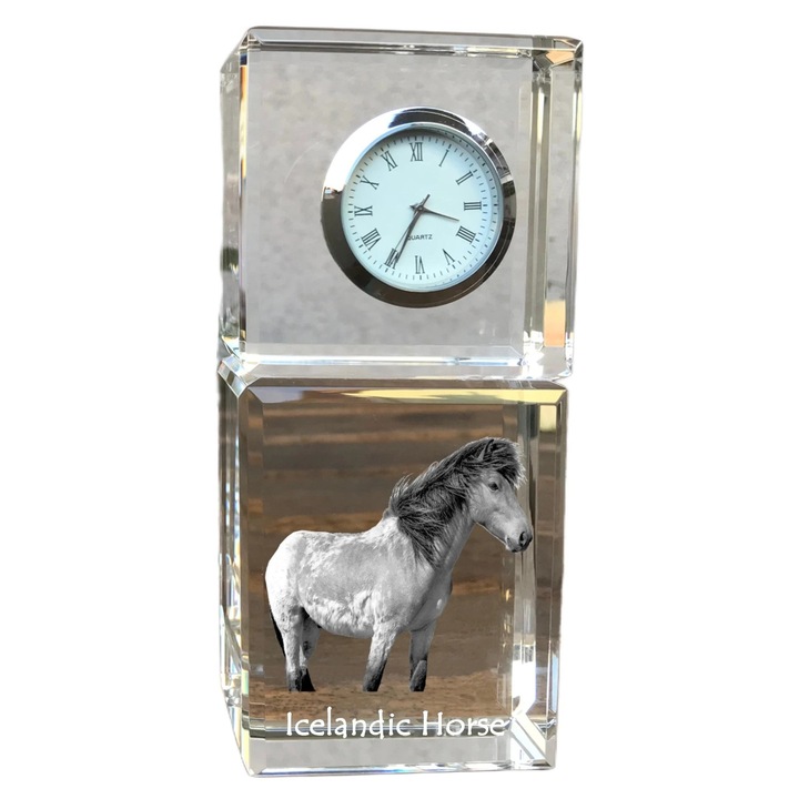 Ceas decorativ, Art-Dog, cristal, personalizat, 14,5x6,5x4cm