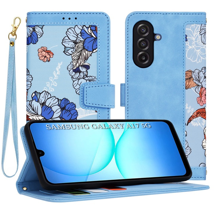 Husa tip carte pentru Samsung Galaxy A17 5G / A17 4G, inchidere magnetica, Accesorio Flip Craft, Vibrant Blue