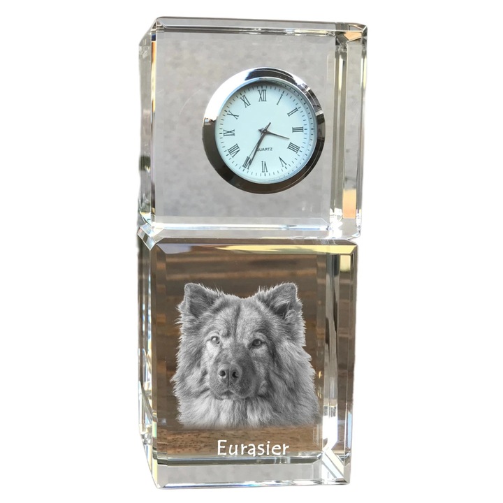 Ceas decorativ, Art-Dog, cristal, personalizat cu fotografie, 14,5x6,5x4cm
