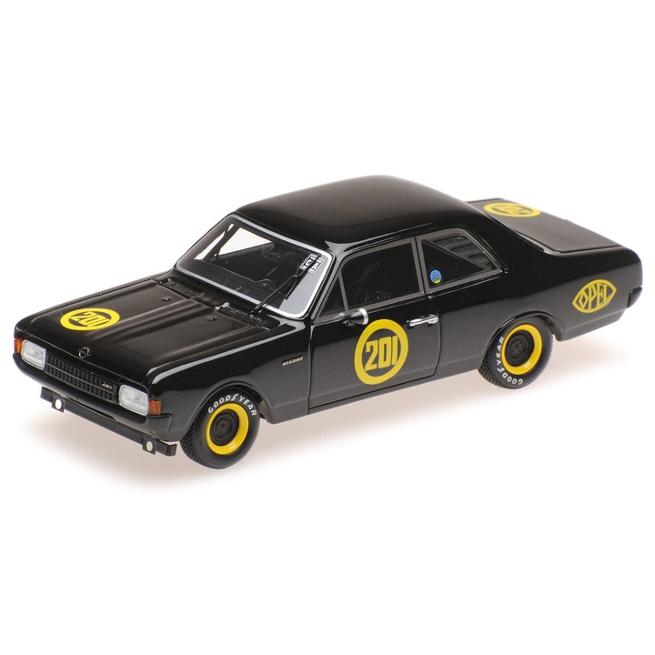 Automacheta Minichamps Opel Rekord 1900, méretarány 1:43, Zolder 1968, fekete