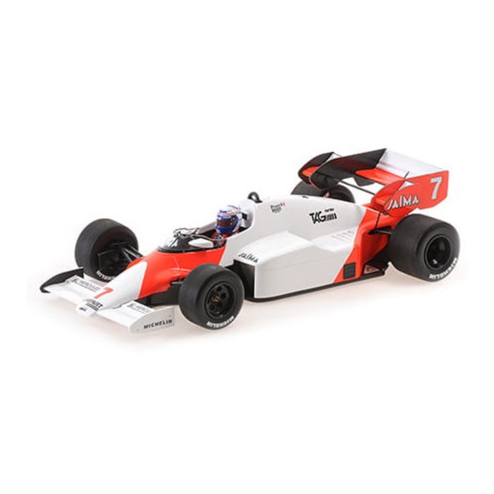 Automacheta McLaren TAG MP4/2 A. Prost, 1:18, Portugál GP győztes 1984