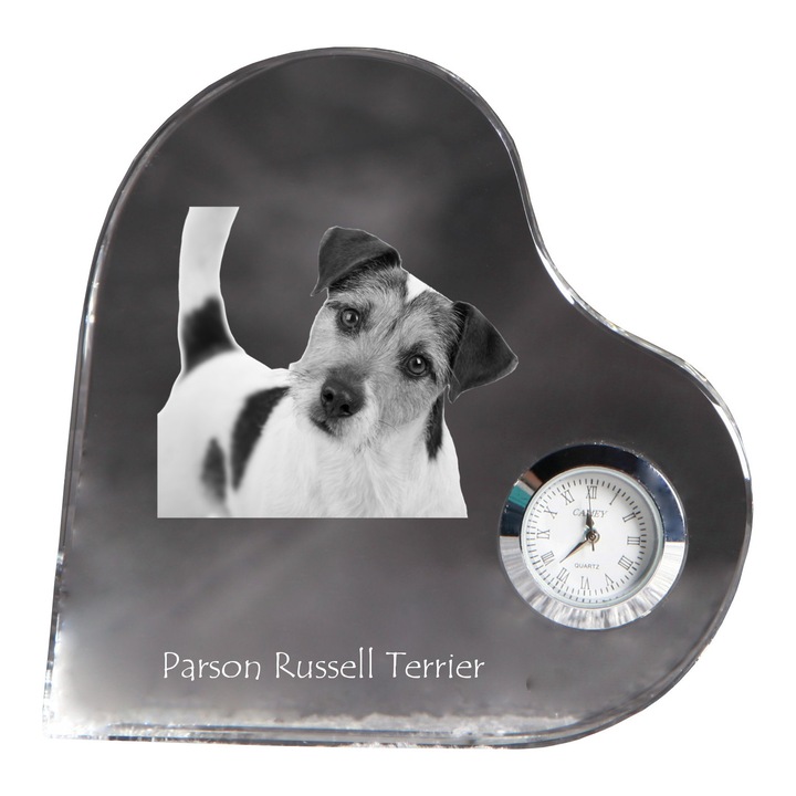 Szív alakú kristály díszóra, fényképpel személyre szabva, 10,6x10,6x1,6cm, elemmel együtt