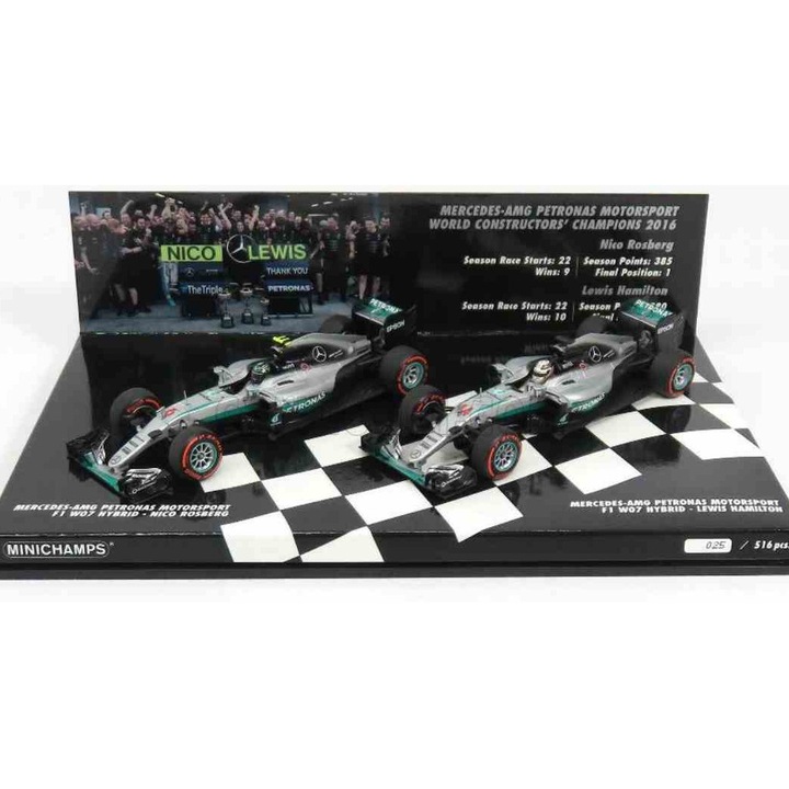 Комплект 2 колички Minichamps Mercedes AMG Petronas F1 Team W07 Hybrid, 1:43