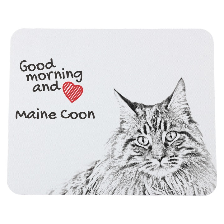 Mousepad personalizat cu imprimeu pisica Maine Coon, Art-Dog, 23x19cm, 3mm grosime, poliester