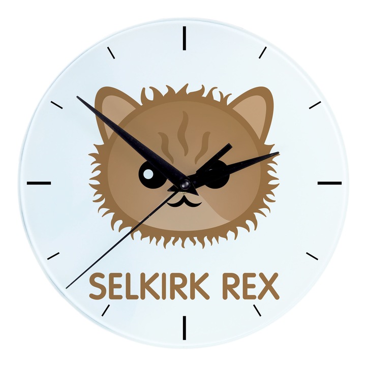 Ceas decorativ Art-Dog, model cu pisica, 20cm, imprimeu rezistent la decolorare