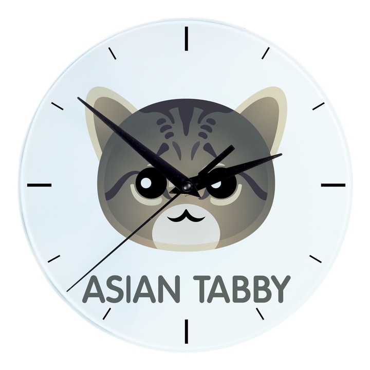 Dekoratív óra Art-Dog, ázsiai tabby modell, 20 cm, macskás design