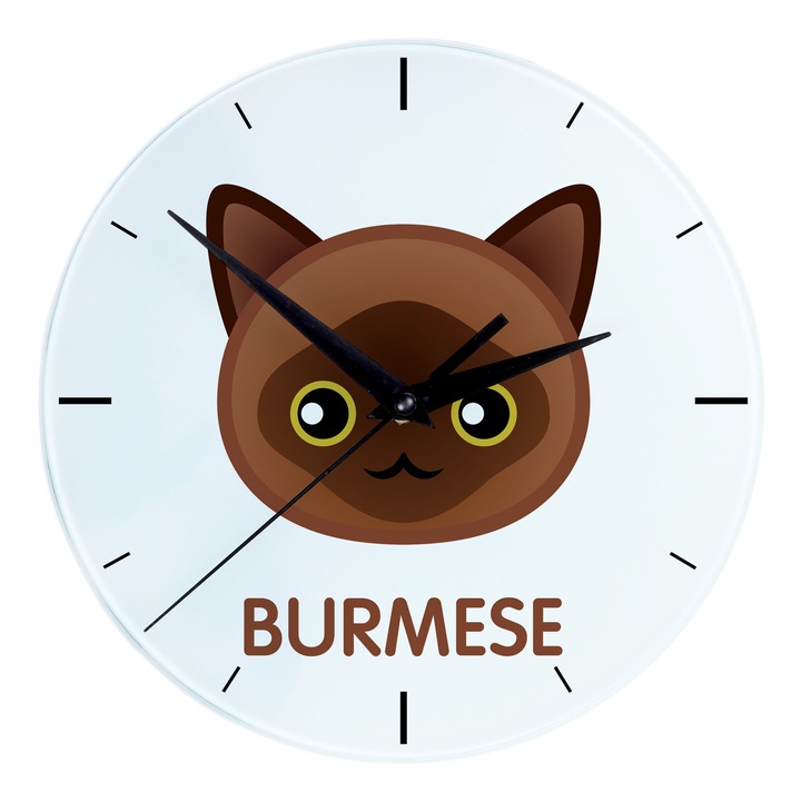 Ceas decorativ Art-Dog, 20cm, design cu pisica, imprimeu rezistent, multicolor