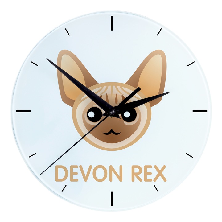 Dekoratív óra Art-Dog, Devon Rex modell, macskás design, 20cm átmérő
