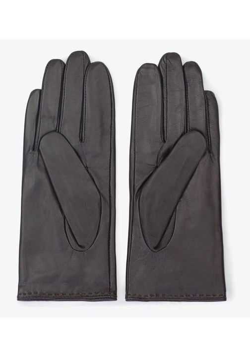 Manusi de piele pentru femei cu decupaj, maro inchis, piele naturala, maro inchis, XL