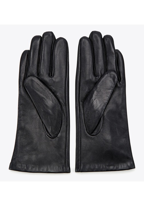 Manusi clasice negre pentru femei, piele naturala, negru M