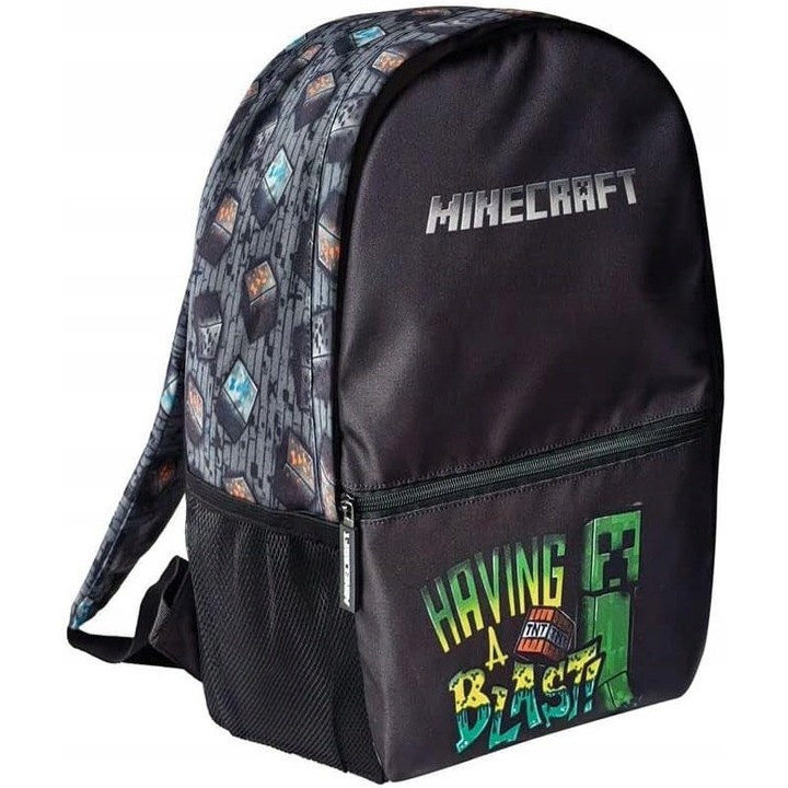 Iskolatáska Kids Euroswan Minecraft, 40x30x15cm, 1 rekesz, 1 zseb, többszínű