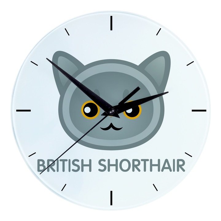 Dekoratív falióra Art-Dog, macska mintával, 20 cm, tartós nyomtatás, macskaimádóknak