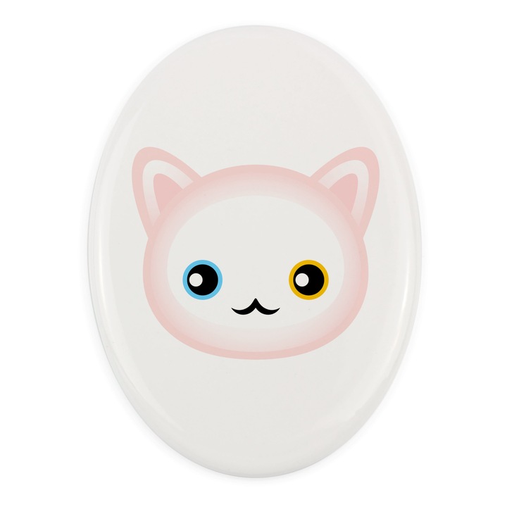 Piatra funerara ceramica pentru pisici, Art-Dog, design cu fata pisicii, 7.5x10cm
