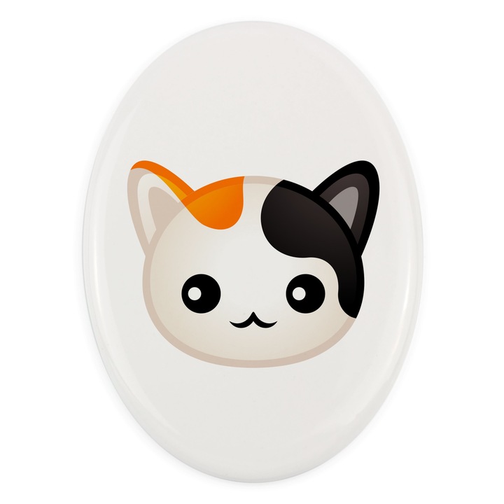 Piatra funerara ceramica Art-Dog, design cu fata de pisica, 7.5x10cm