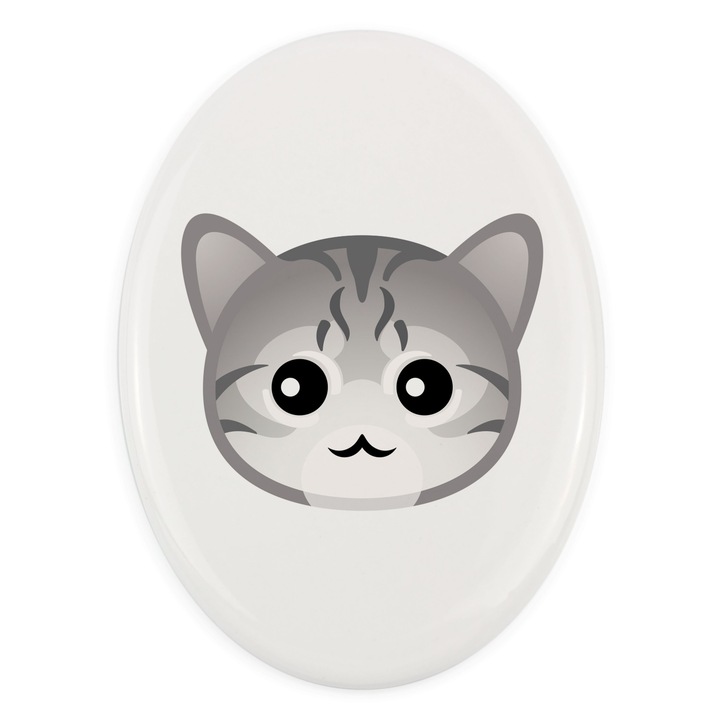 Piatra funerara ceramica pentru pisici, Art-Dog, design cu fata pisicii, 7.5x10cm