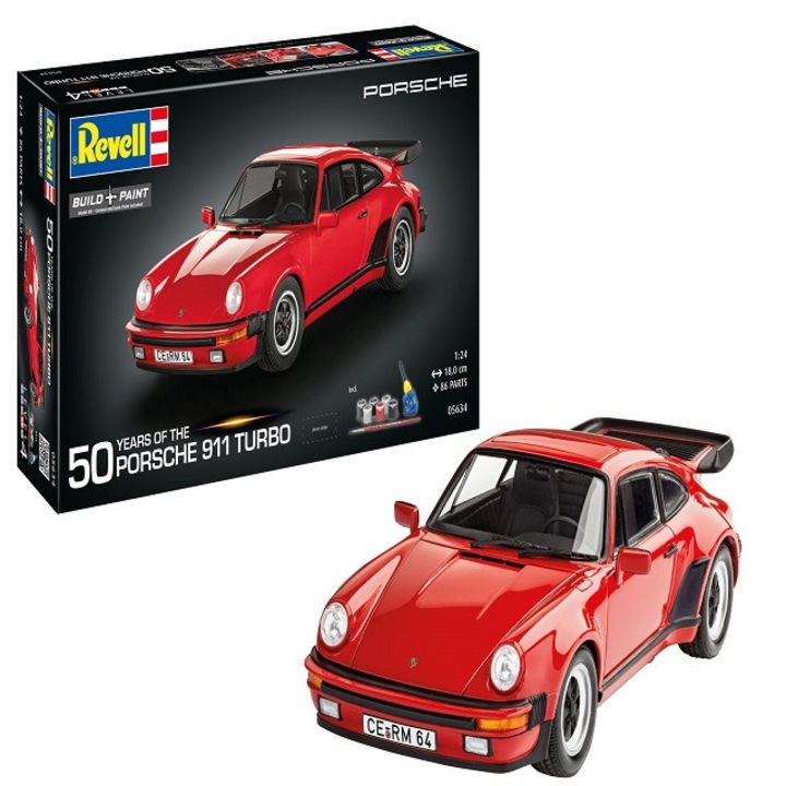 Porsche 911 Turbo autómodell, 50 éves évfordulós készlet, 1:24, 86 darab, többszínű
