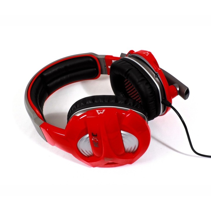 Vezetékes gamer fejhallgató, Gamdias, HEBE GHS2300, piros/fekete, 3,5 mm-es 3 tűs