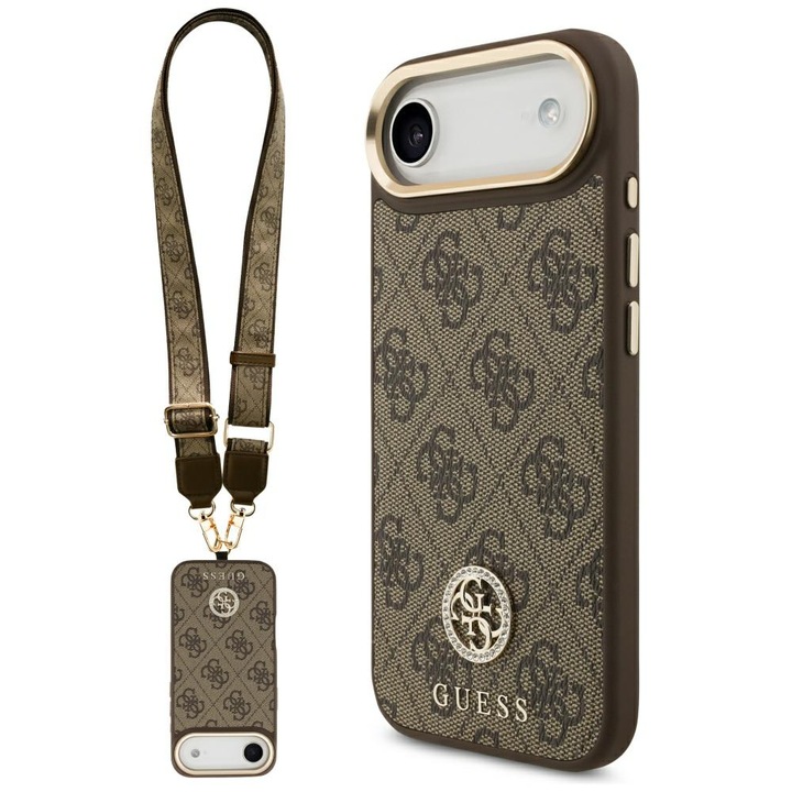 Etui Guess 4G Strass, maro, pentru iPhone Air