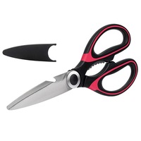 Foarfeca de bucatarie si gradina, heavy duty, multifunctionala, inox, cu functie de spargere nuci, deschidere sticle, 20,5 cm, negru-rosu, lavabila la masina de vase, cu husa de protectie pentru lama, vadrami