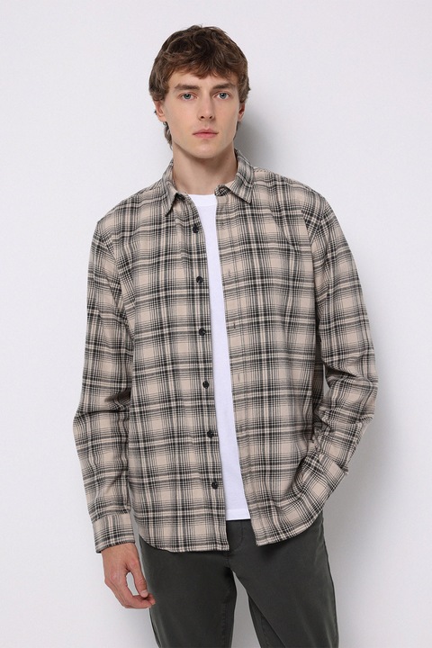 COLIN'S, Camasa din flanel cu model in carouri, Negru/Bej