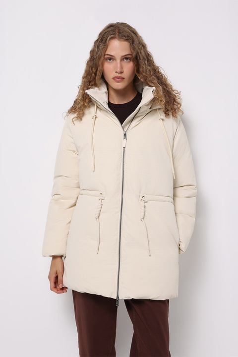 COLIN'S, Geaca cu gluga si cordon in talie, Crem