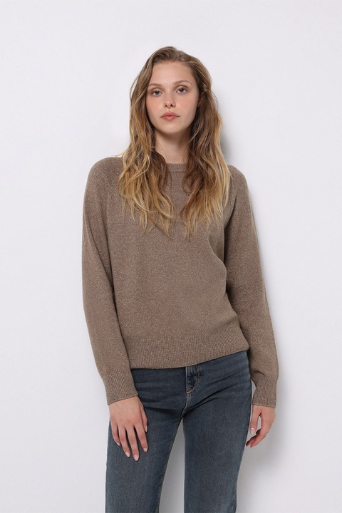 COLIN'S, Pulover cu decolteu la baza gatului si maneci raglan, Maro, S