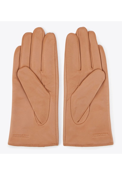 Manusi de dama din piele cu decupaj, camil, piele naturala, camil, L