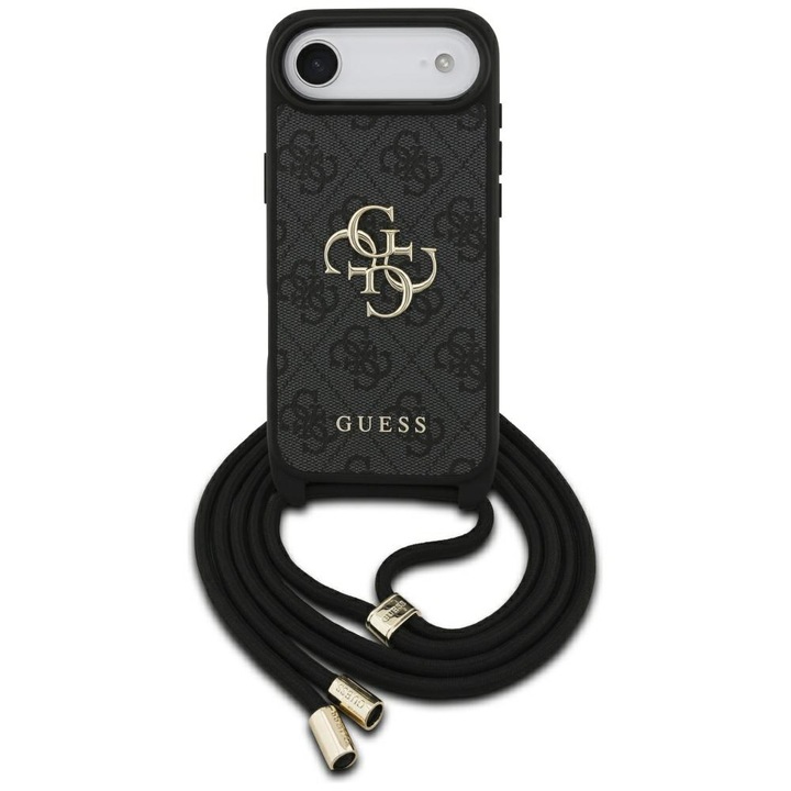 Etui Guess 4G Big Logo Cord Stap Crossbody, plastic, negru, pentru iPhone Air