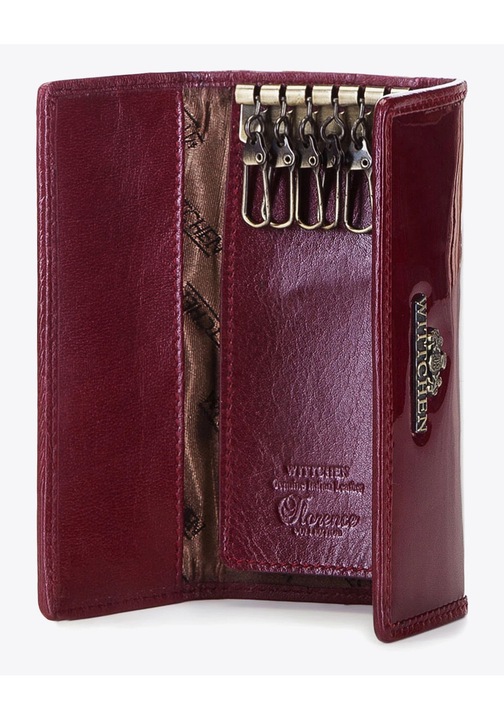Калъф за ключове, WITTCHEN, колекция Florence, 6 карабинки, естествена кожа, 6,5x13,5см, бордо