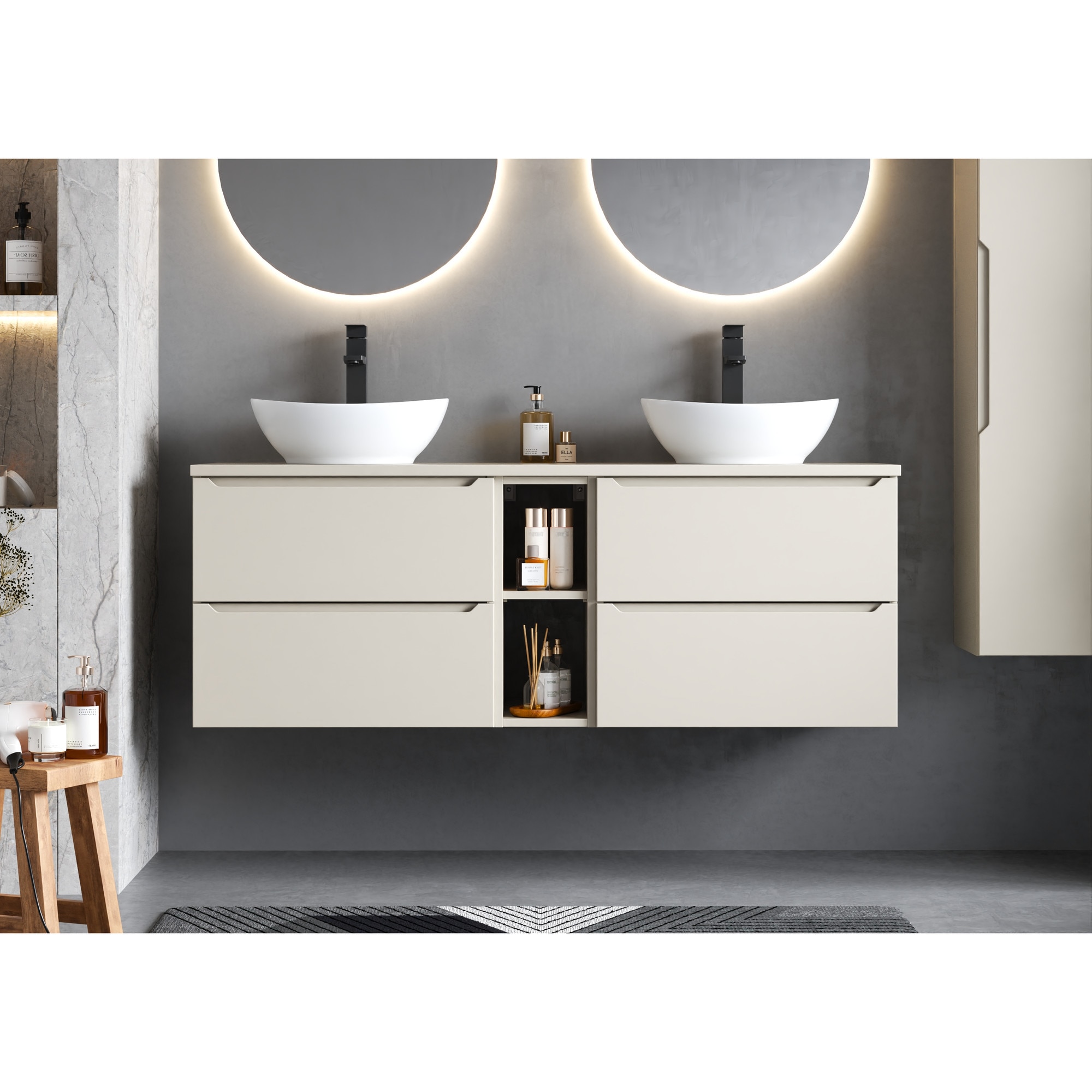 Set mobilier baie ETNA-02, megstyl, cu blat si raft, culoare