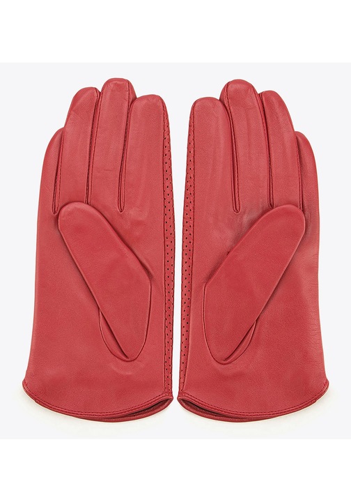 Manusi de dama din piele perforata, rosii, piele naturala, rosii, marimea L