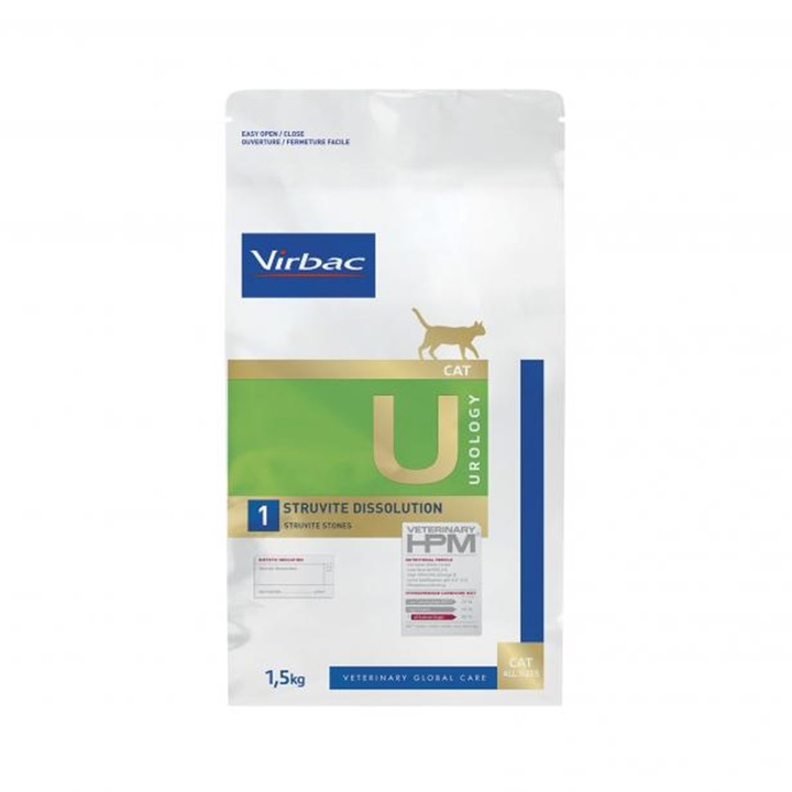 Hrana dietetica pentru pisici Virbac HPM U1 Urology Struvite Dissolution 1.5 kg